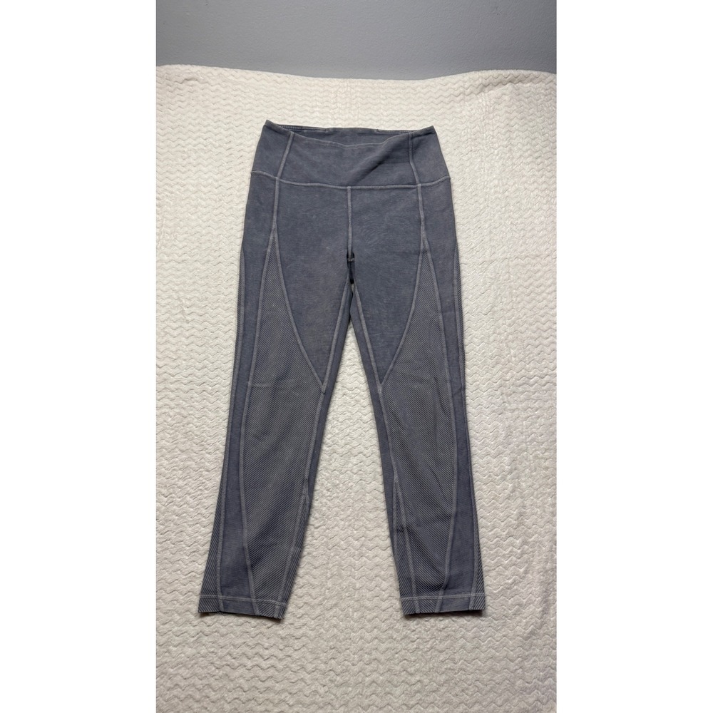 Lululemon Gray Ribbed High Rise 7/8 Athletic Leggings Size 6 4778